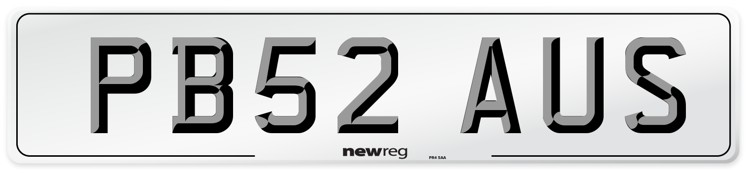PB52 AUS Number Plate from New Reg